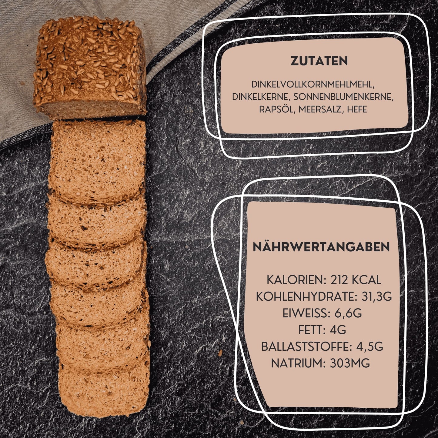 Vollkornbrot mit Sonnenblumenkerne